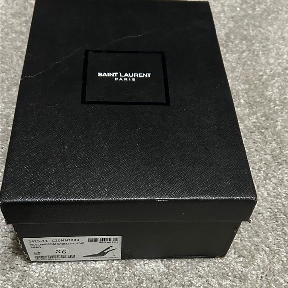 Saint Laurent Black Lee Leather Heels with Gold Heel - Picture 9 of 9